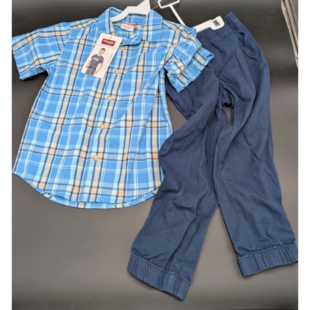 Boys Wrangler 2 pc outfit plaid shirt and pants size 6